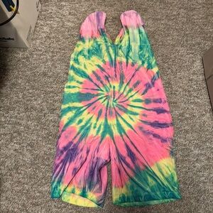 Vintage early 90’s Tie-Dye Spiral Romper in Pink, Yellow & Teal